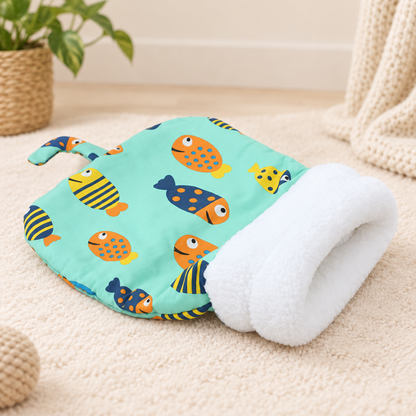 sac de couchage chat design poisson
