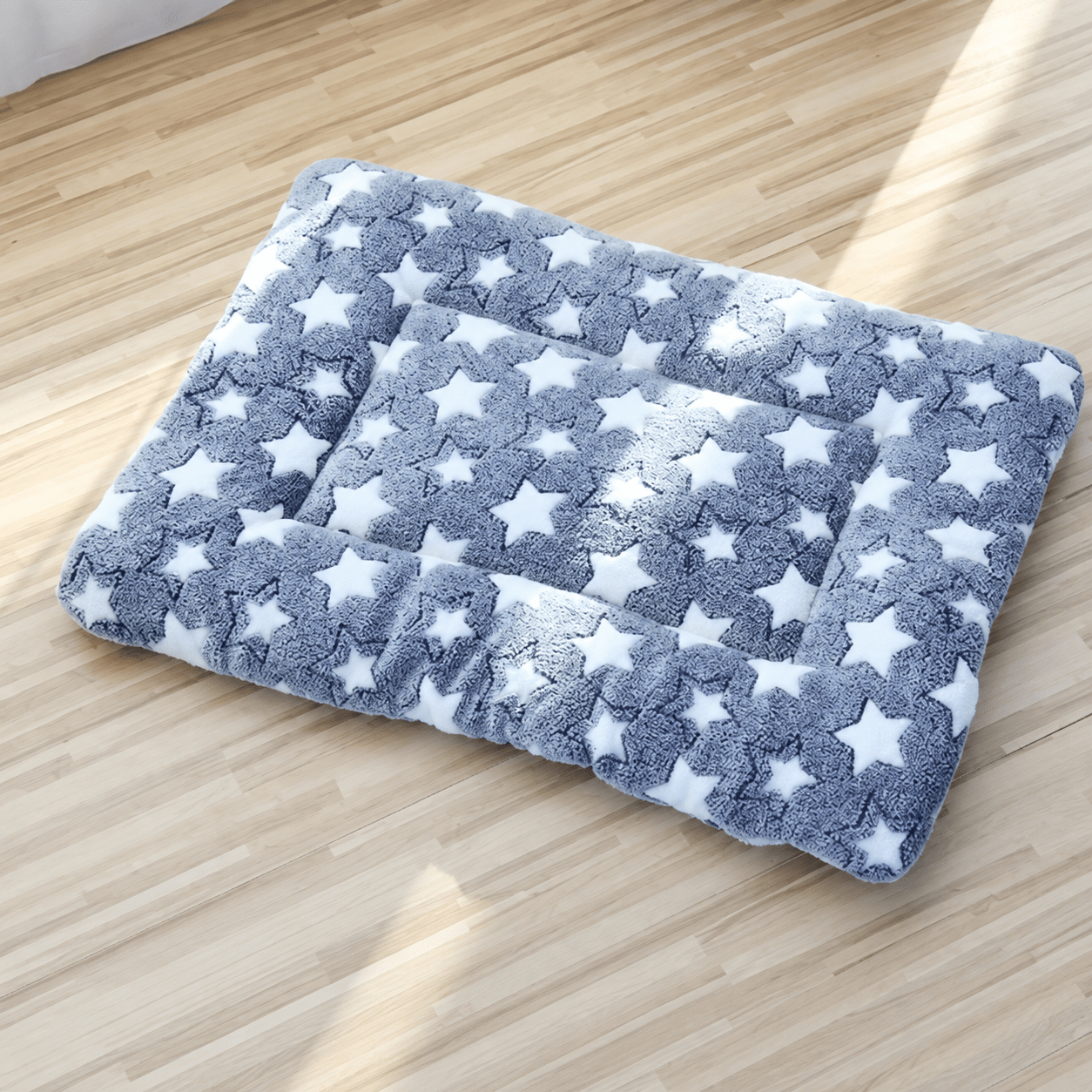 tapis chat bleu confortable design etoiles
