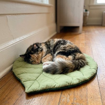 tapis chat design avec chat mignon endormi
