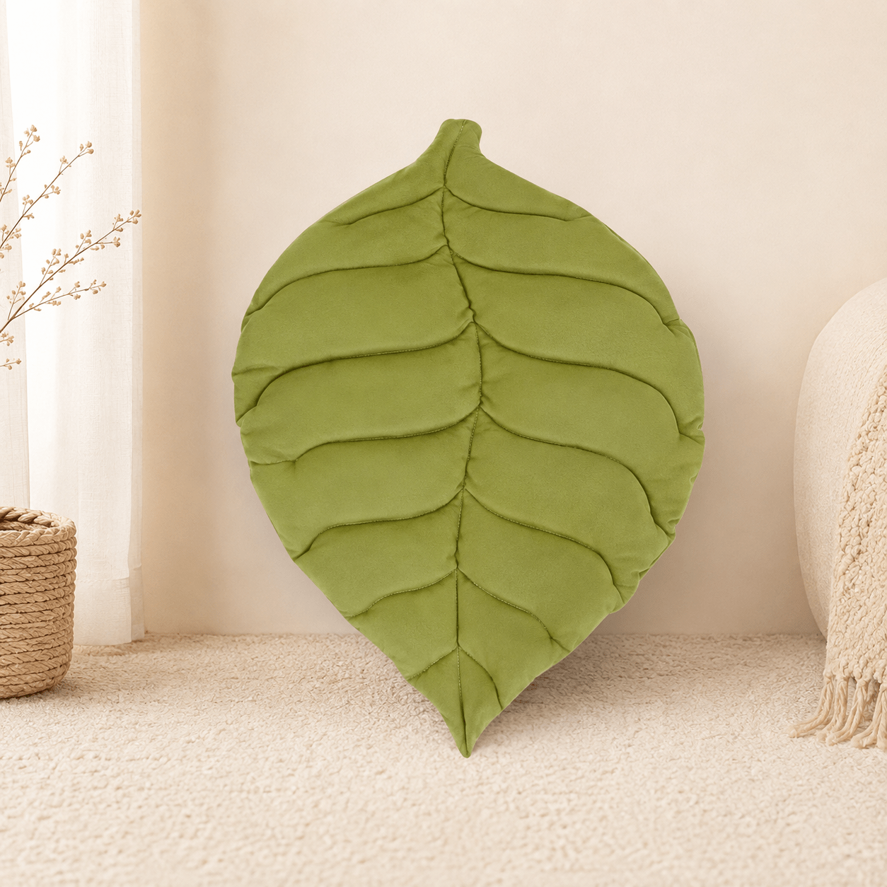 tapis chat design feuille vert confortable reversible