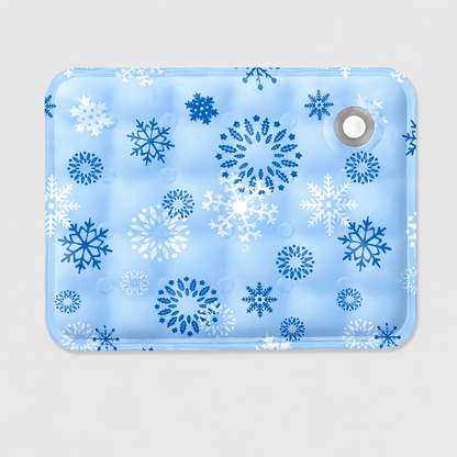 tapis rafraichissant chat confortable bleu clair motifs flocons blancs