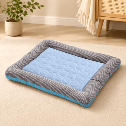 tapis rafraichissant chat confortable respirant bleu