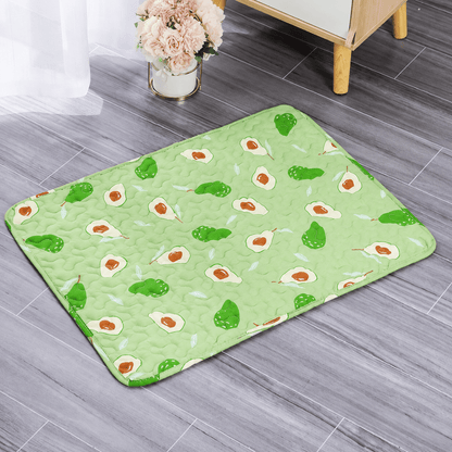 tapis rafraichissant chat design avocats vert confortable