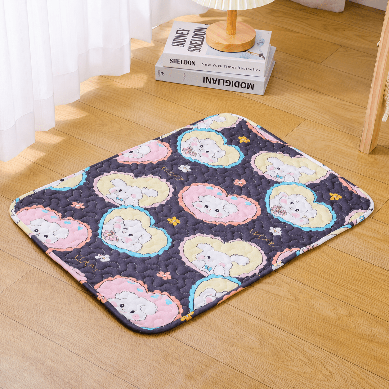 tapis rafraichissant chat design coeur confortable