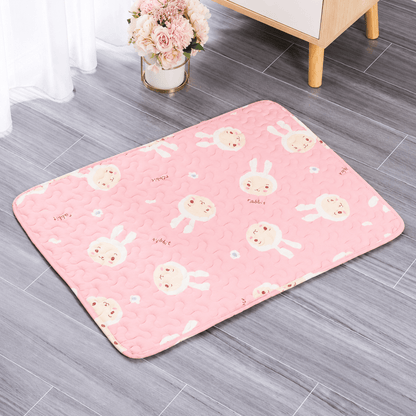 tapis rafraichissant chat design lapins rose confortable