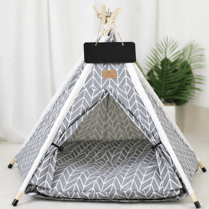 tente pour chat confortable design chevrons gris