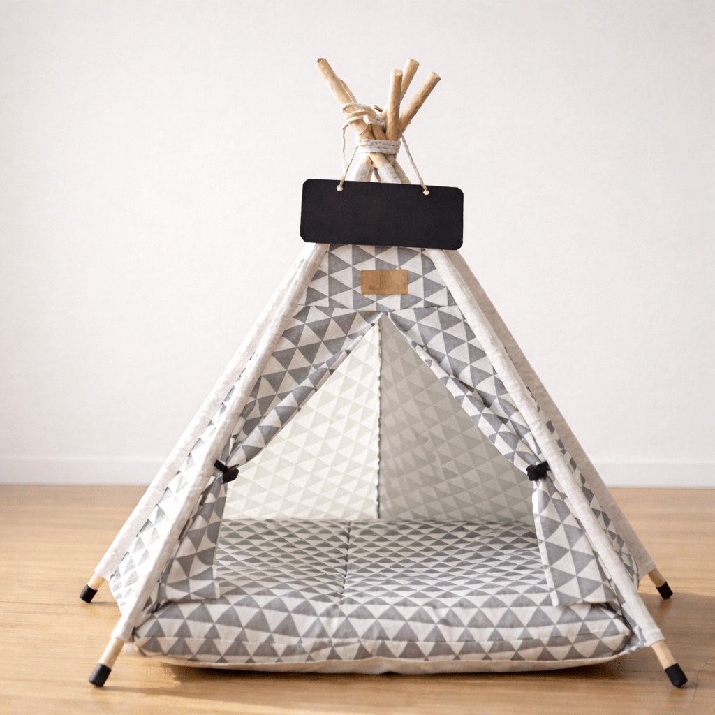 tente pour chat confortable design triangle gris