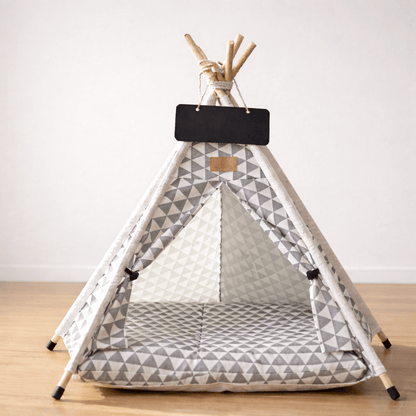 tente pour chat confortable design triangle gris
