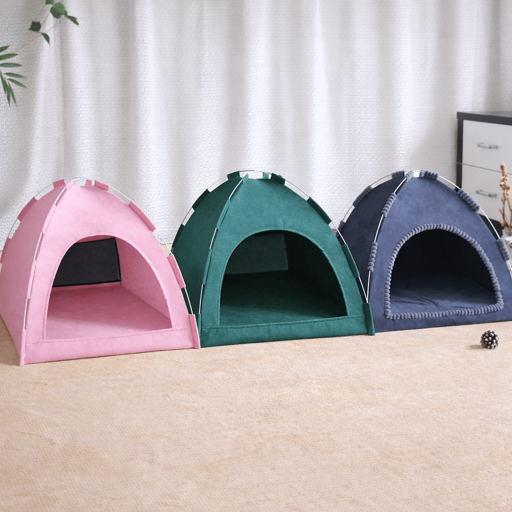 trois niche chat respirante chaude verte rose grise design tente