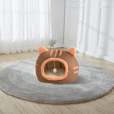 vue ensemble lit pour chat design marron
